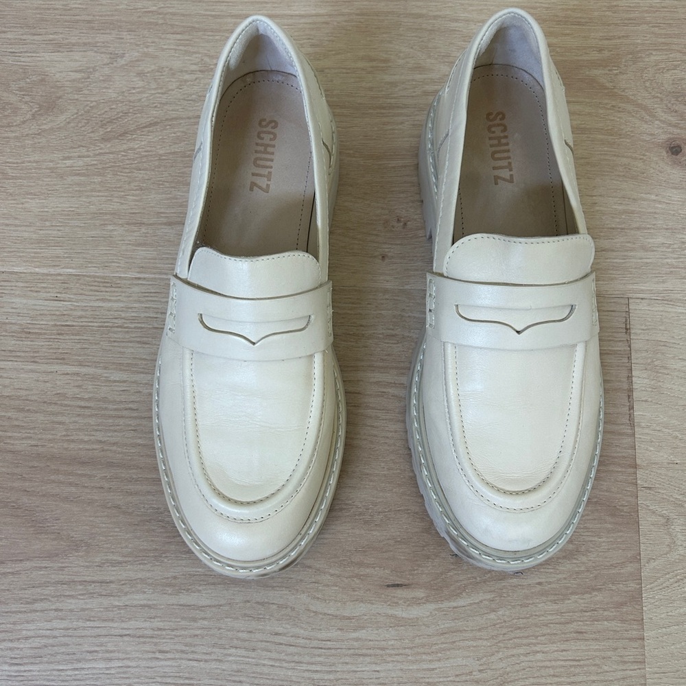 SCHUTZ Christie Weekend Leather Lug-Sole Loafers